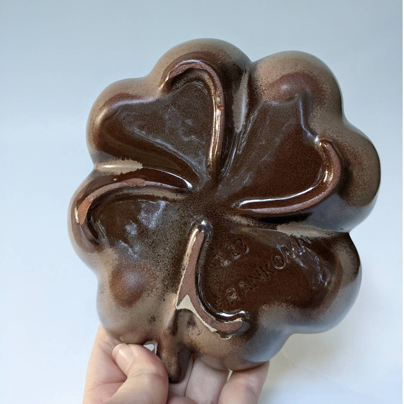 Vintage Frankoma Pottery Dish Plainsman Brown Satin Four Leaf Clover Shamrock - Picture 6 of 10